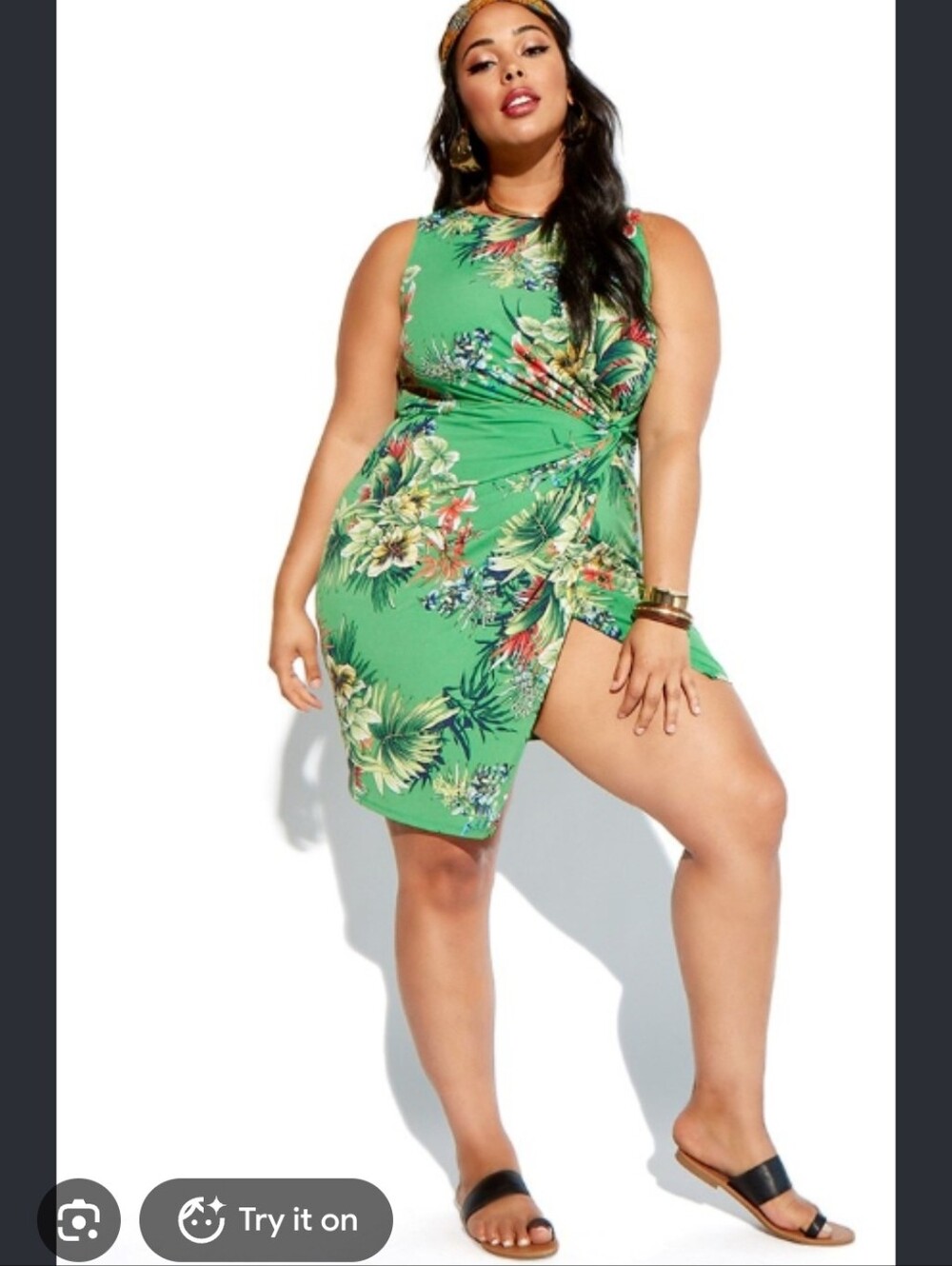 Forever 21 Green Tropical Twist-Slit Swim Cover-Up